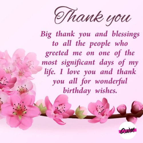 Thank You Note for Birthday Wishes on Facebook