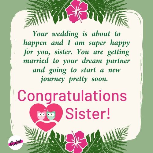 Sweet Wedding Wishes for Sister