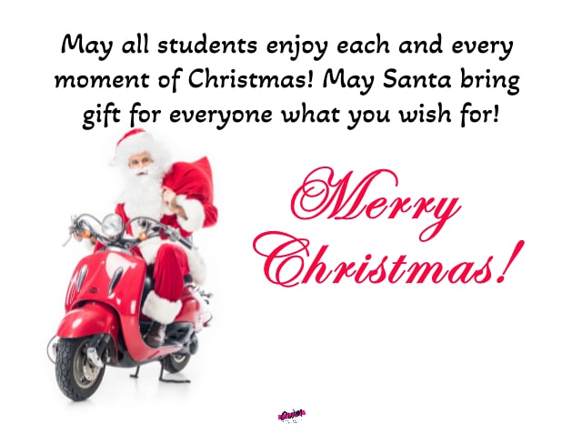 Merry Christmas Wishes for Students from Teacher