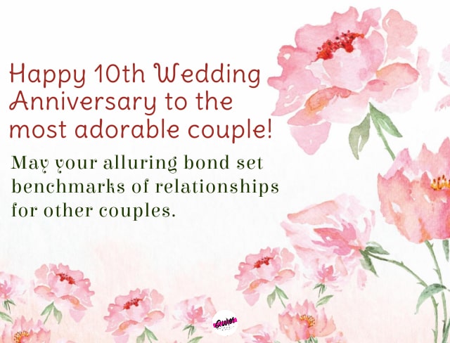 10th Anniversary Wishes for Couple