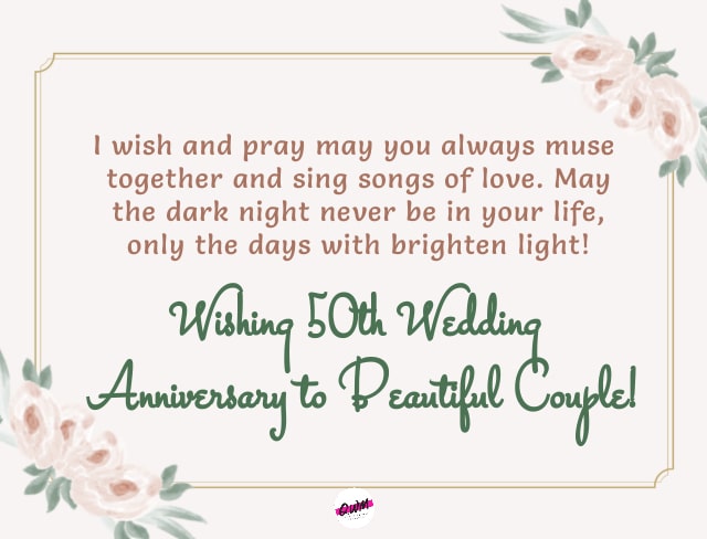 50th Wedding Anniversary Wishes to Uncle and Aunty 