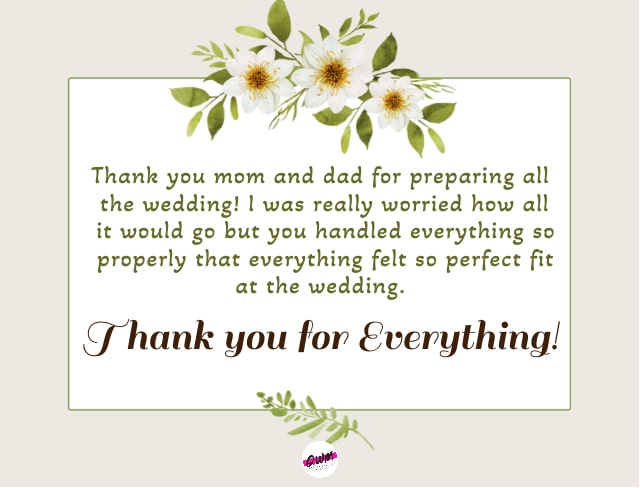 Wedding Thank You Notes For Parents